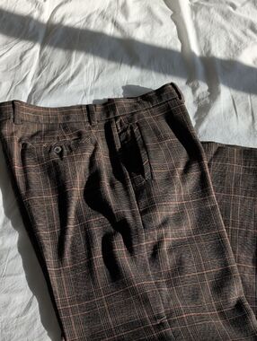 Men's Brown Plaid Pants in Brown with Subtle Tan Check
